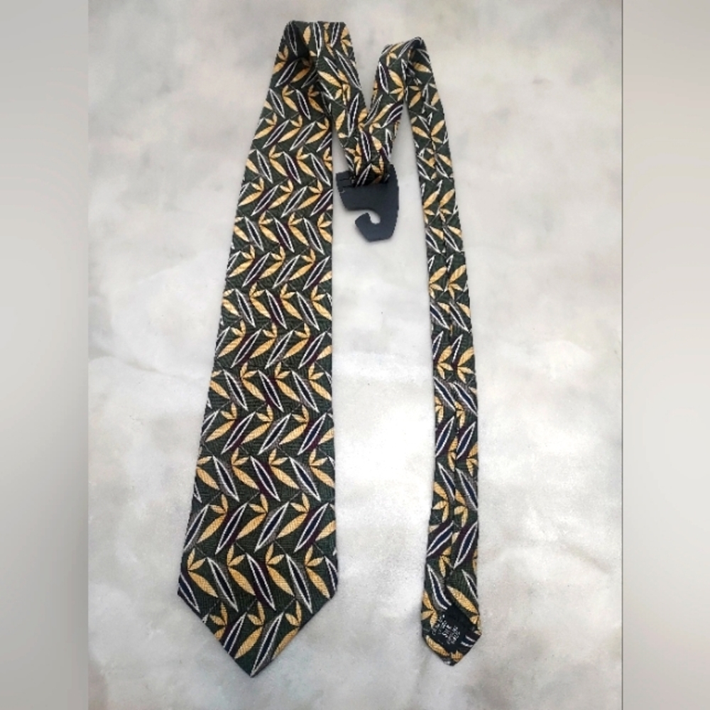 Bill Blass Black Label Silk Green/Yellow Spring Tie
